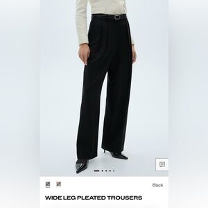 Mango Wide-Leg Black Pleated Trousers for Women